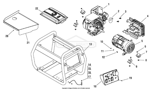 Part Location Diagram of 103896GS Briggs and Stratton Assembly, control panel, german